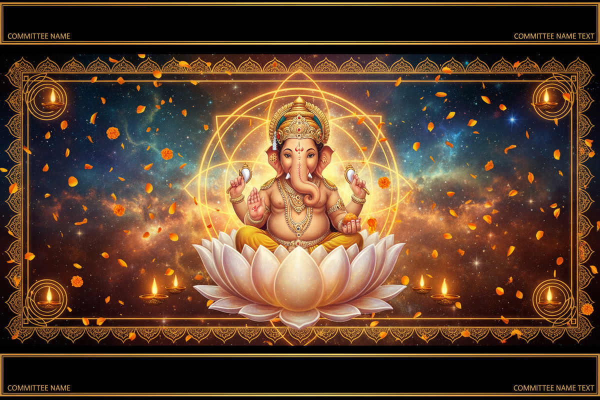 Ganesha Pandal Banner Cosmic Wide Format