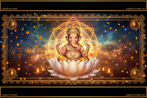 Ganesha Pandal Banner Cosmic Wide Format
