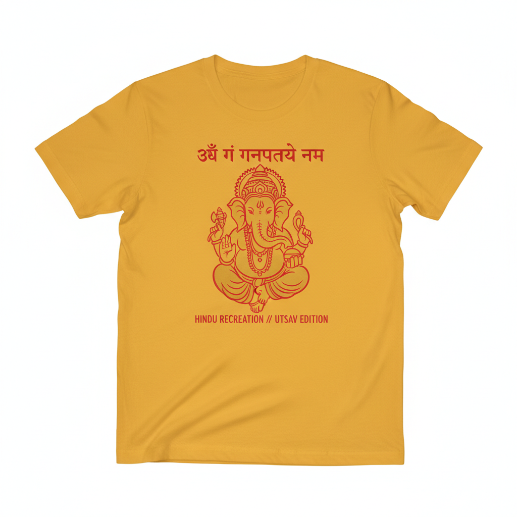 Ganapati Bappa Morya Utsav Tee - Mustard Yellow
