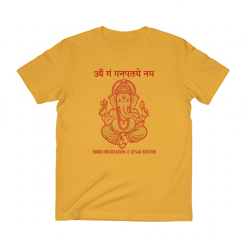 Ganapati Bappa Morya Utsav Tee - Mustard Yellow