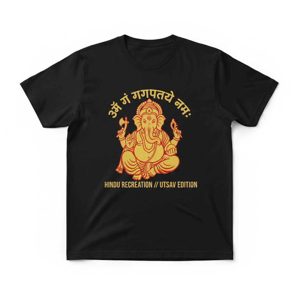 Ganapati Bappa Morya Utsav Tee - Black