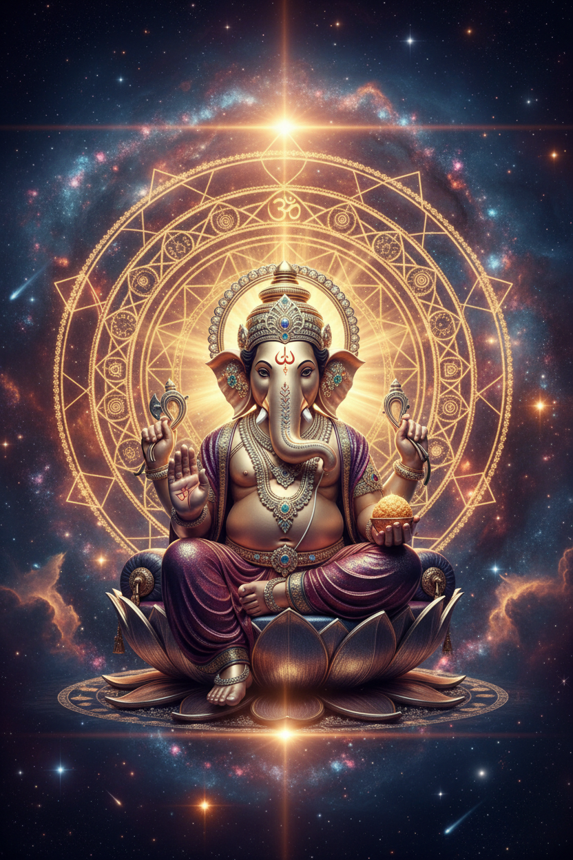Ganesha Cosmic Mandala 4K Wallpaper