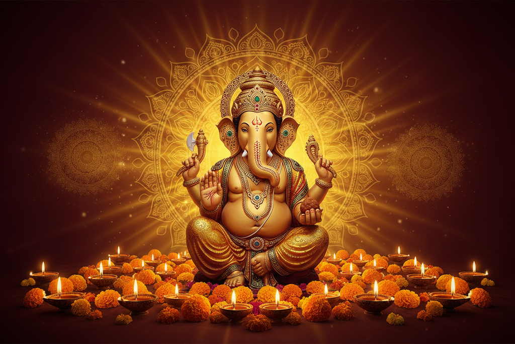 Ganesha Street Banner Gold Wide Format