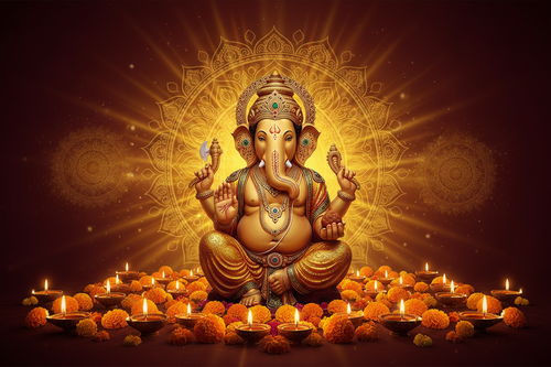 Ganesha Street Banner Gold Wide Format